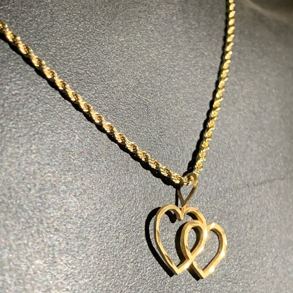 14k 2mm 18” long diamond cut rope necklace with a14k...